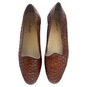 Trotters Chestnut Woven Leather Slip-On Flats, Size 7